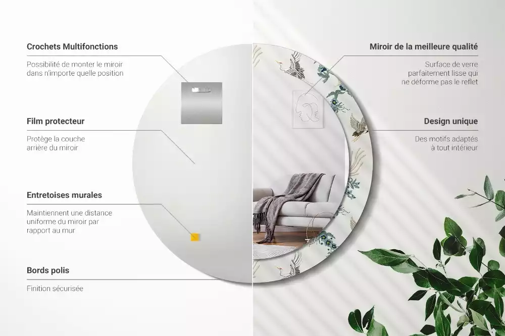 Ronde spiegel met decoratie Chinese vogels