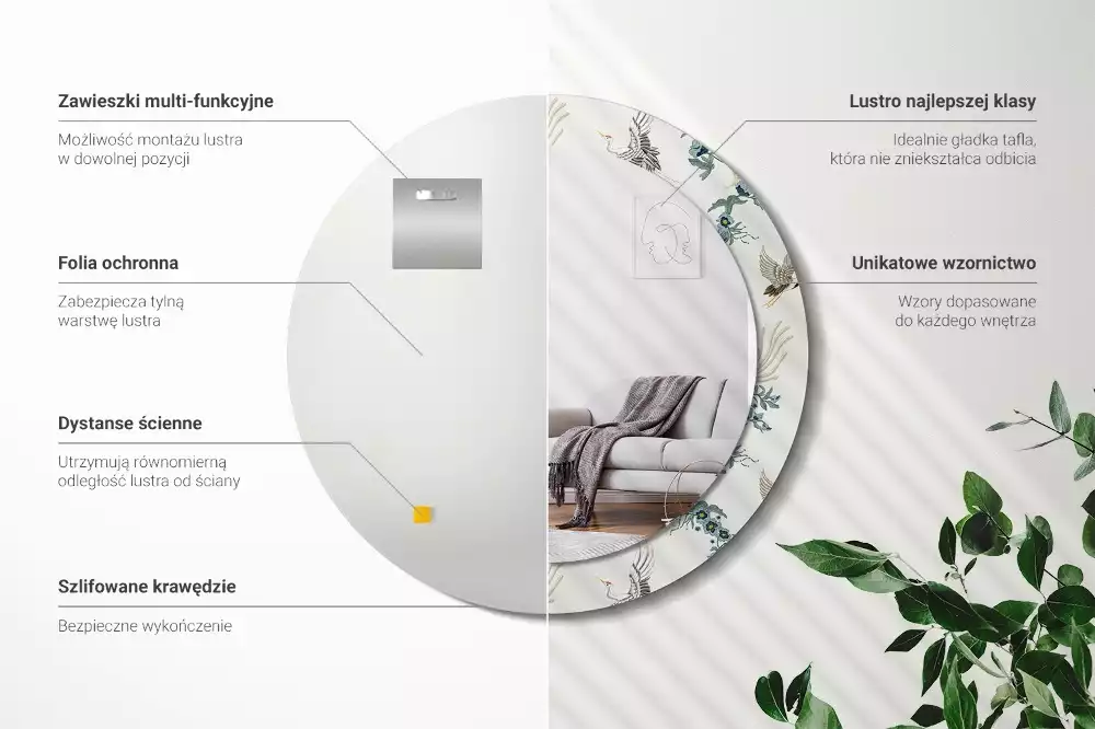 Ronde spiegel met decoratie Chinese vogels