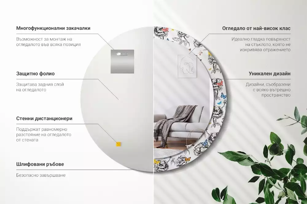 Bedrukte ronde spiegel Kleurrijke vlinders