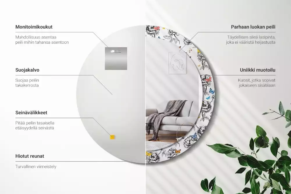 Bedrukte ronde spiegel Kleurrijke vlinders