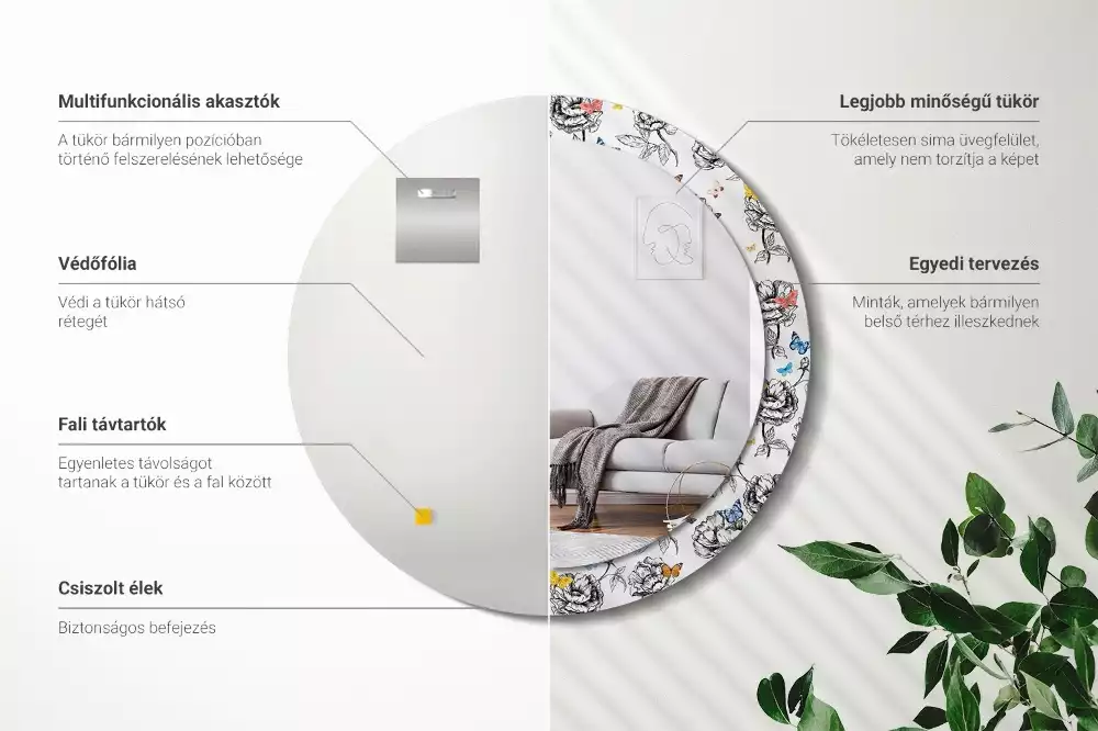 Bedrukte ronde spiegel Kleurrijke vlinders