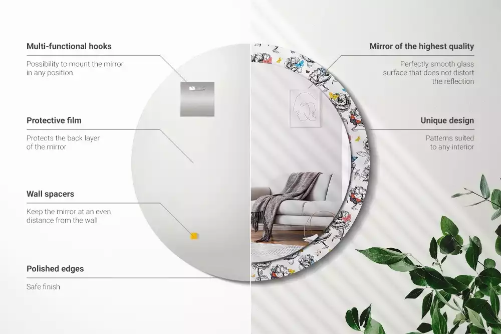 Bedrukte ronde spiegel Kleurrijke vlinders