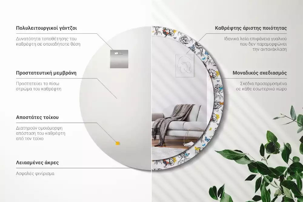 Bedrukte ronde spiegel Kleurrijke vlinders