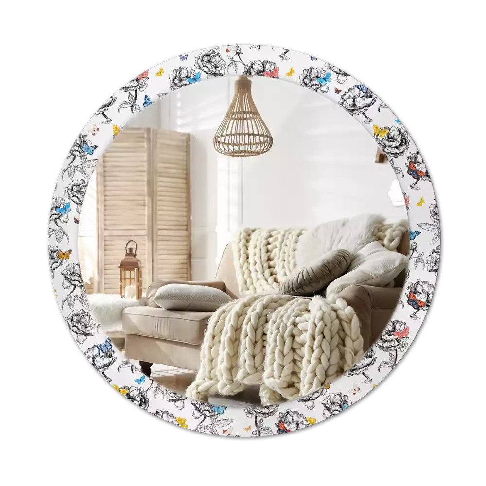 Bedrukte ronde spiegel Kleurrijke vlinders