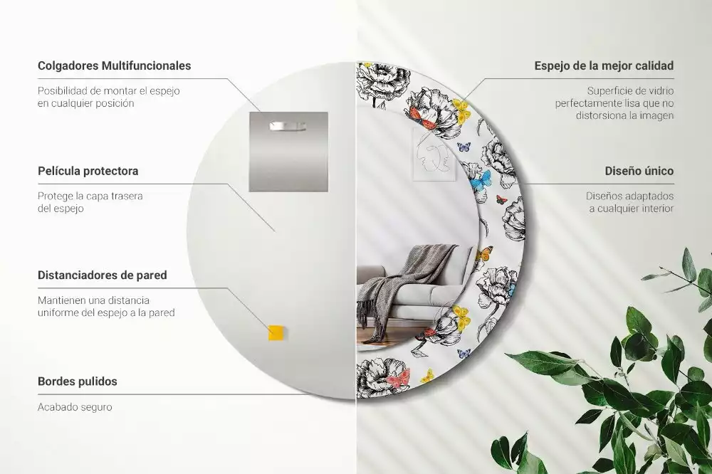 Bedrukte ronde spiegel Kleurrijke vlinders