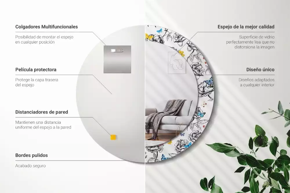 Bedrukte ronde spiegel Kleurrijke vlinders