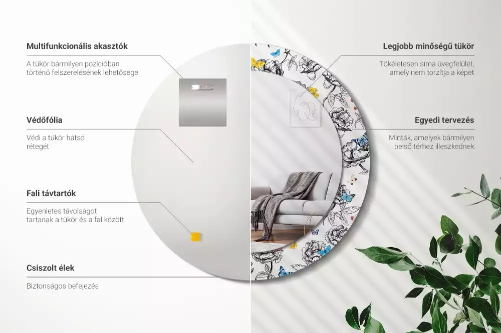 Bedrukte ronde spiegel Kleurrijke vlinders