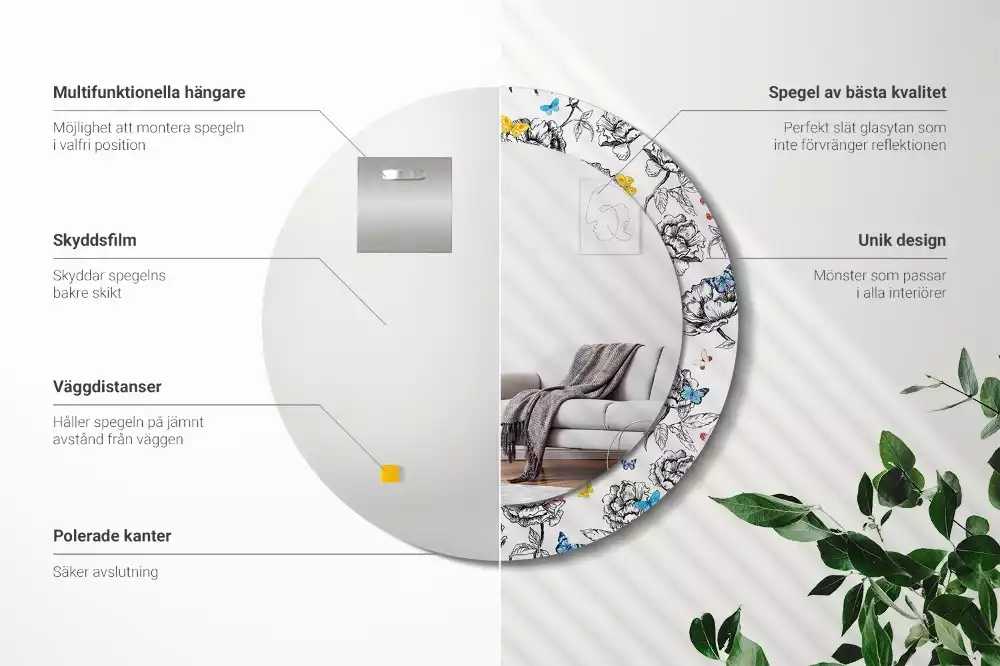 Bedrukte ronde spiegel Kleurrijke vlinders