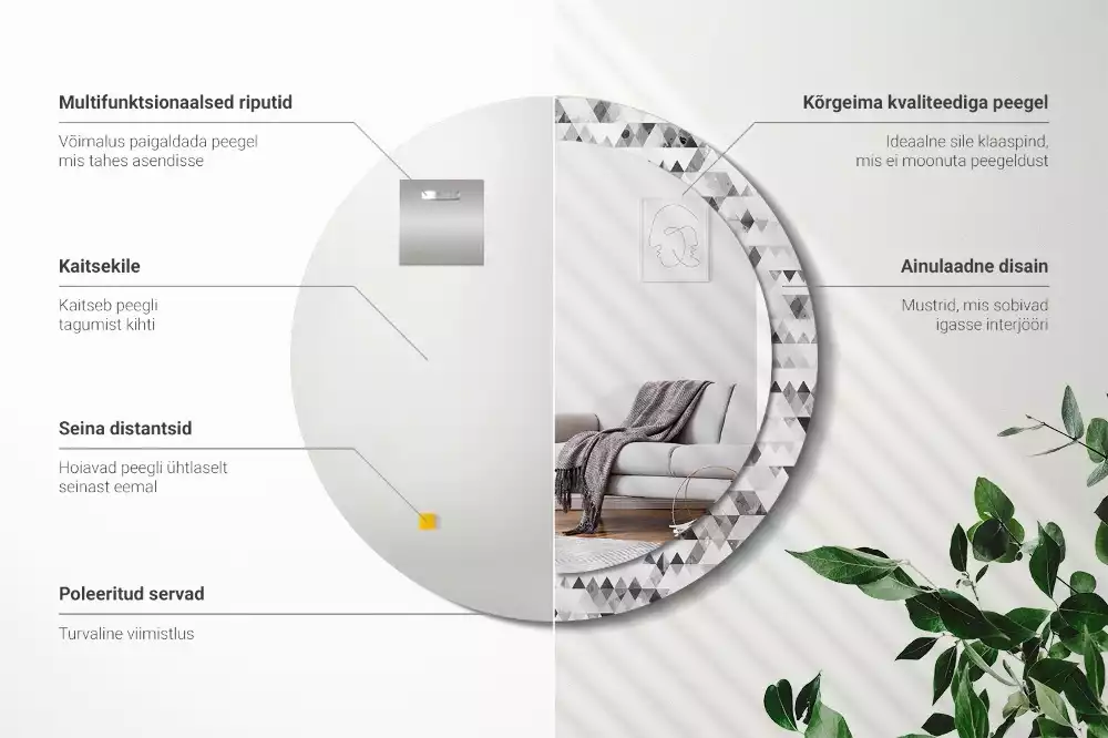 Bedrukte ronde spiegel Driehoeken