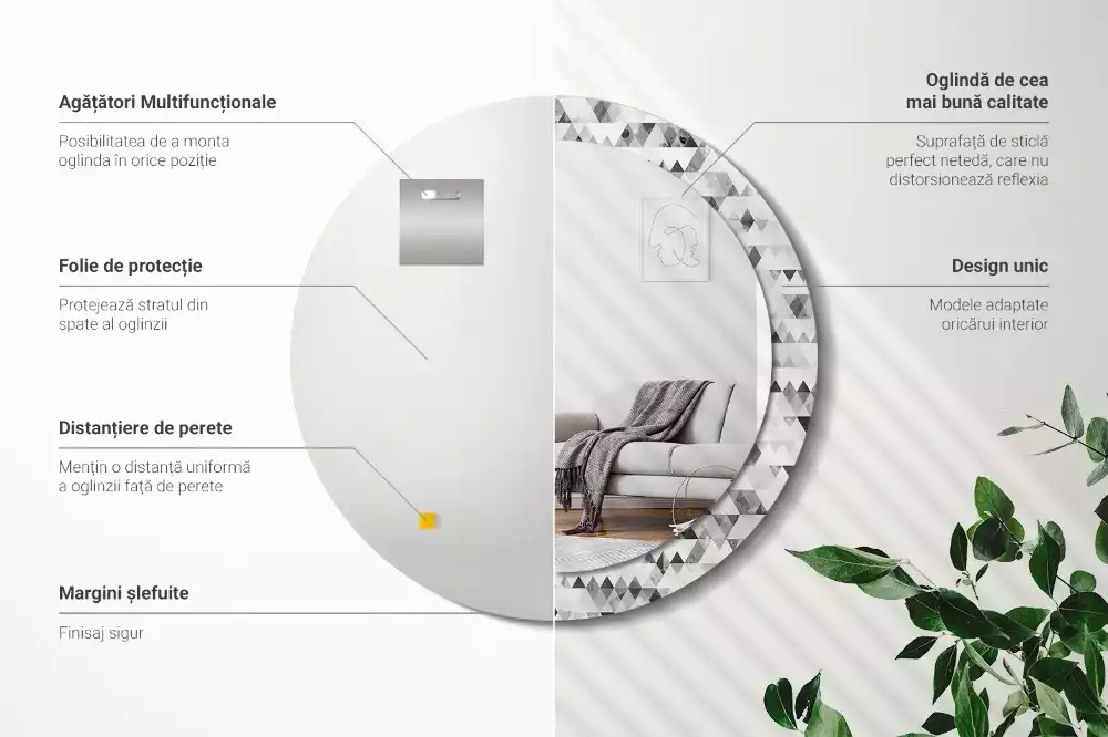 Bedrukte ronde spiegel Driehoeken