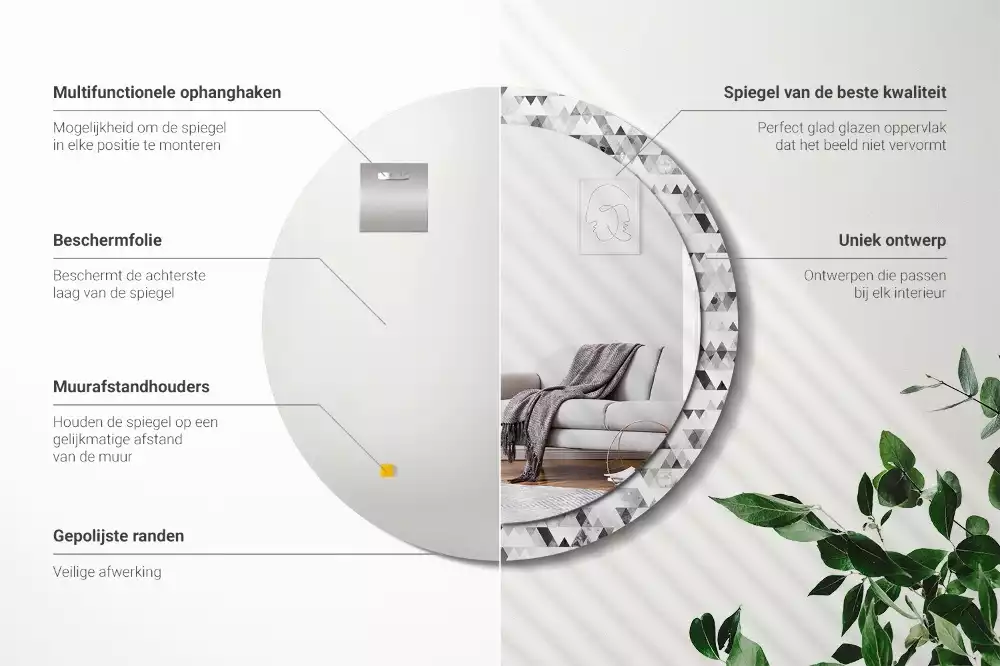 Bedrukte ronde spiegel Driehoeken