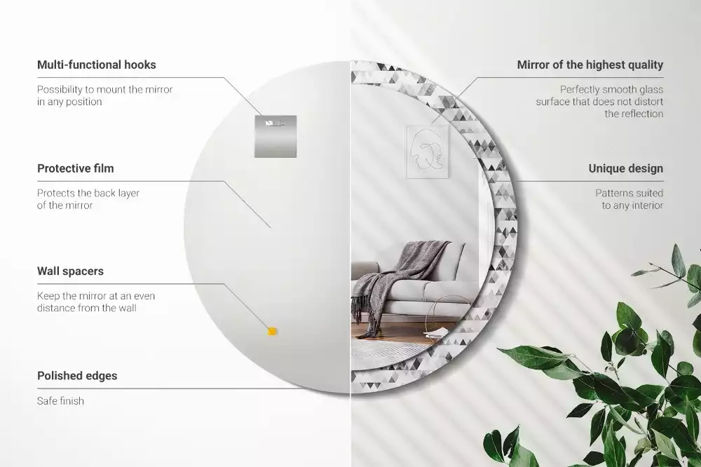 Bedrukte ronde spiegel Driehoeken