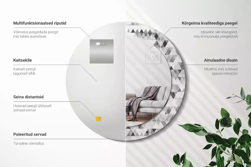 Bedrukte ronde spiegel Driehoeken