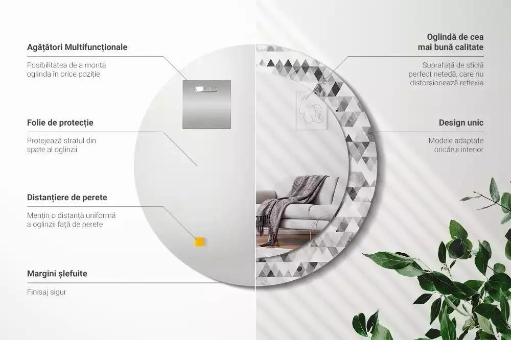 Bedrukte ronde spiegel Driehoeken