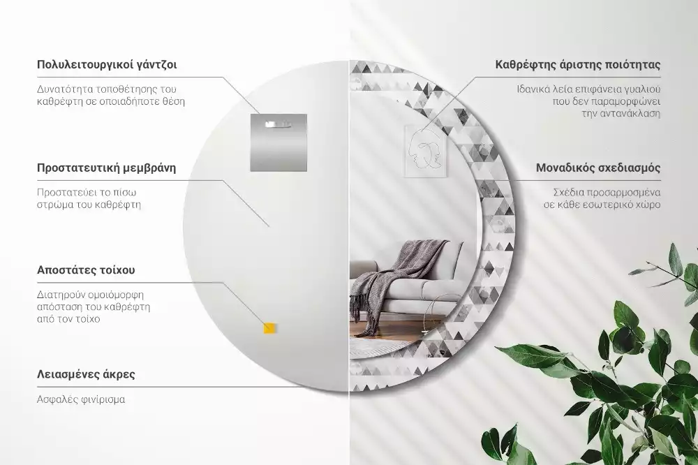 Bedrukte ronde spiegel Driehoeken