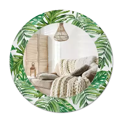 Ronde spiegel met decoratie Jungle bladeren