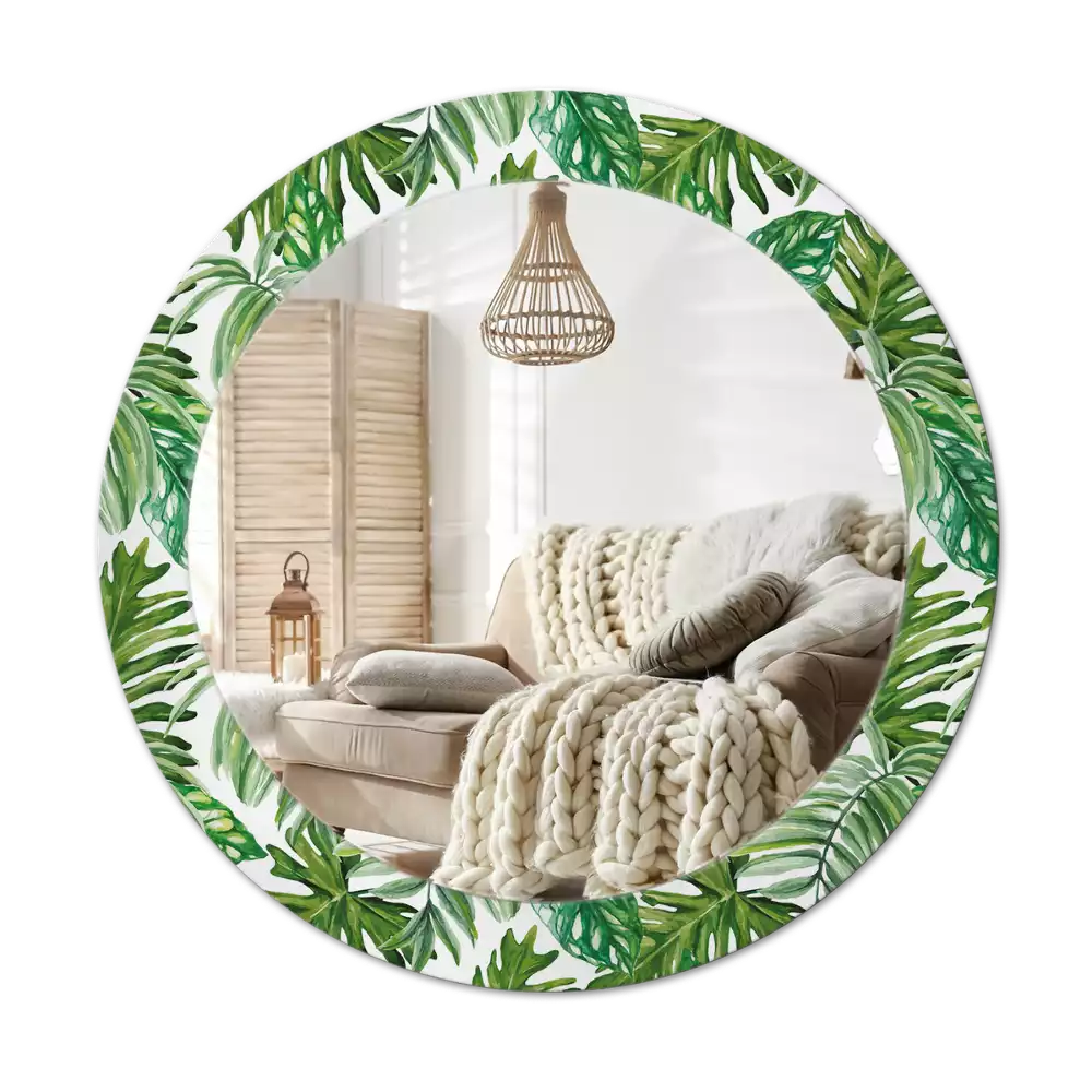 Ronde spiegel met decoratie Jungle bladeren