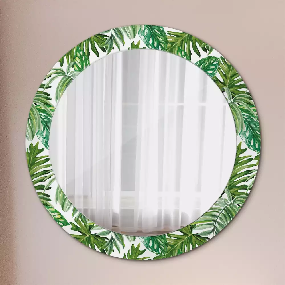Ronde spiegel met decoratie Jungle bladeren
