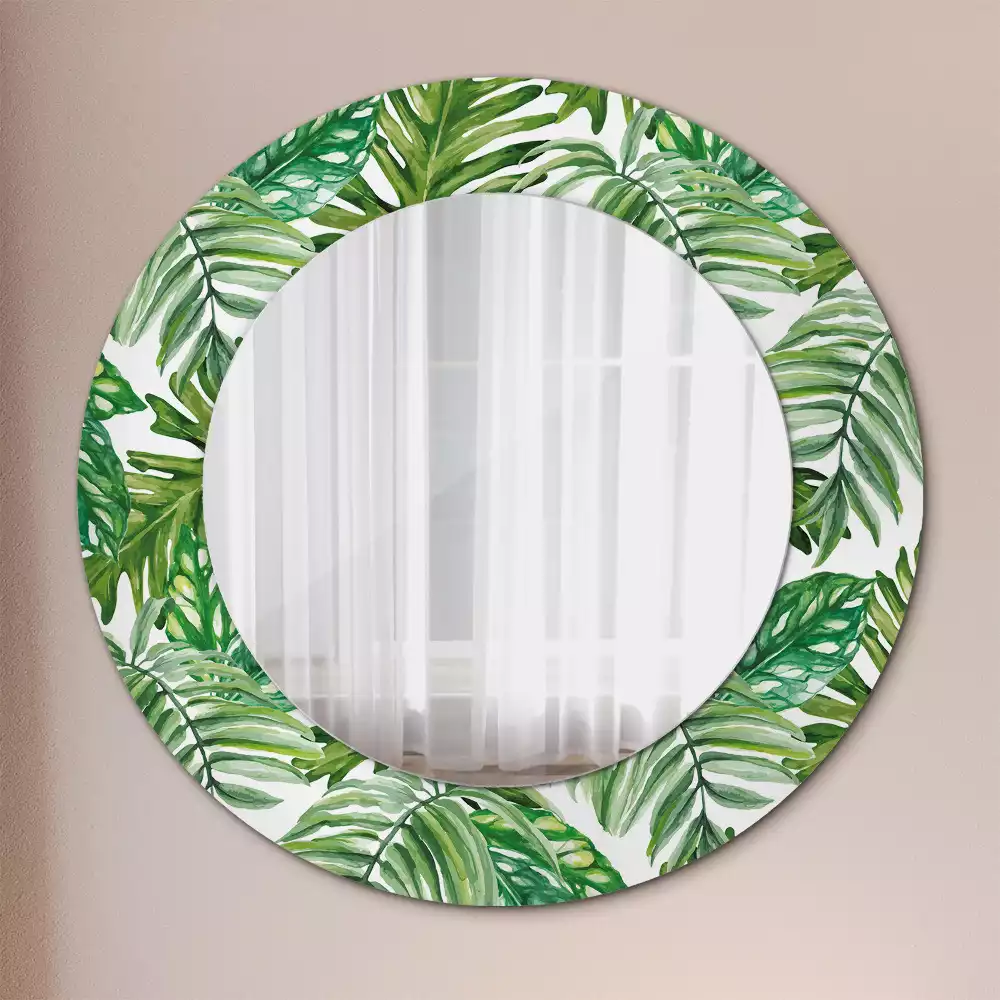 Ronde spiegel met decoratie Jungle bladeren