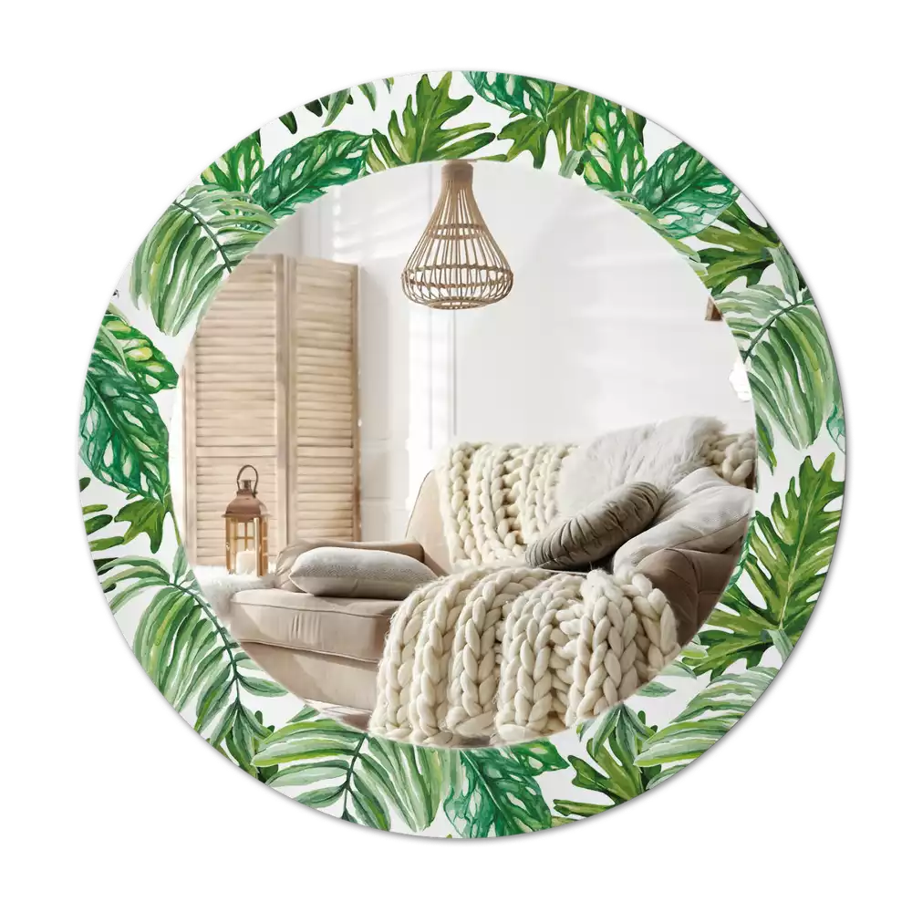 Ronde spiegel met decoratie Jungle bladeren