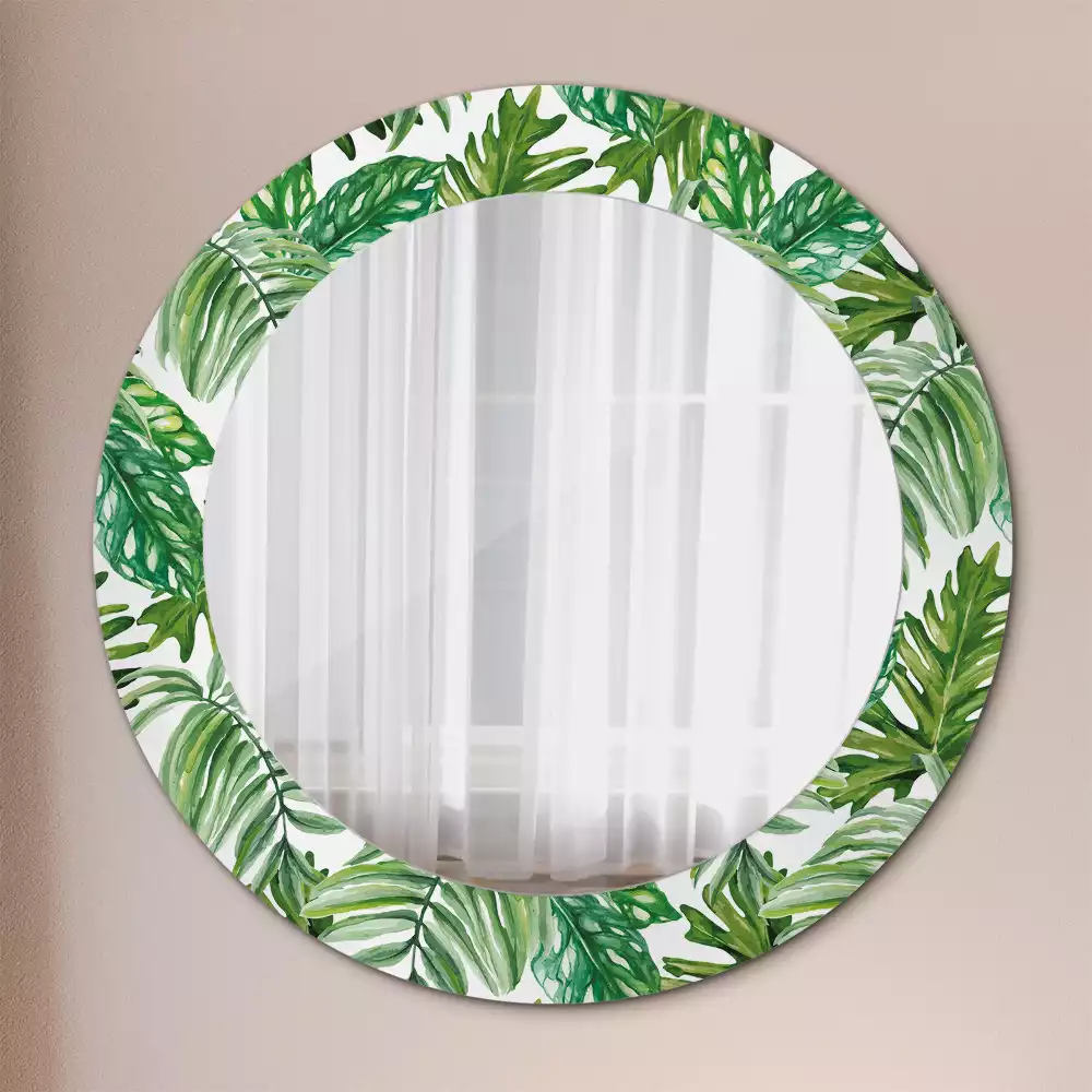 Ronde spiegel met decoratie Jungle bladeren