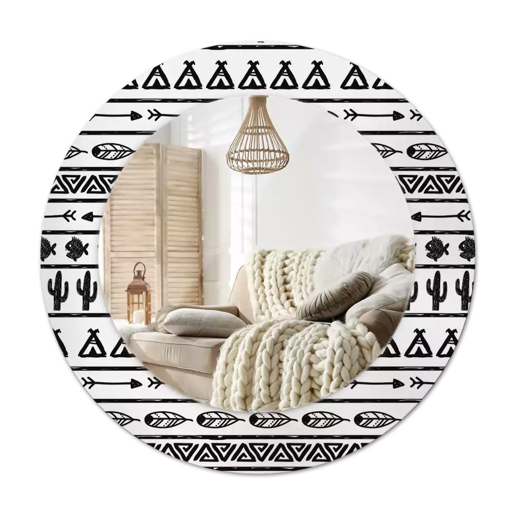 Bedrukte ronde spiegel Boho minimalist