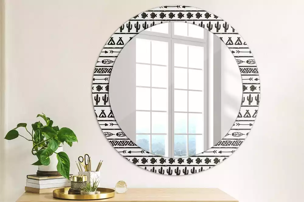Bedrukte ronde spiegel Boho minimalist