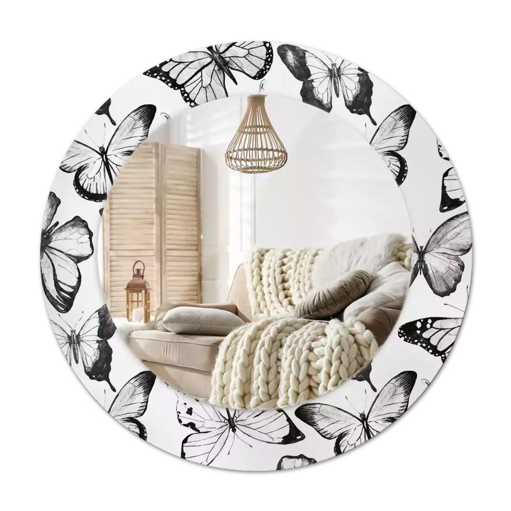 Ronde spiegel met decoratie Vlinders