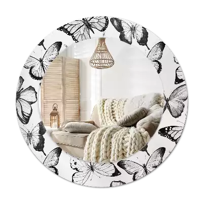 Ronde spiegel met decoratie Vlinders