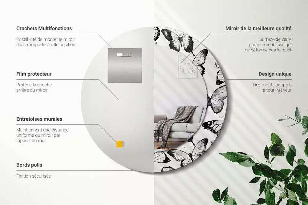 Ronde spiegel met decoratie Vlinders