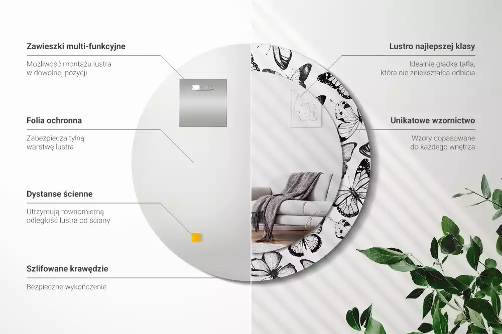 Ronde spiegel met decoratie Vlinders