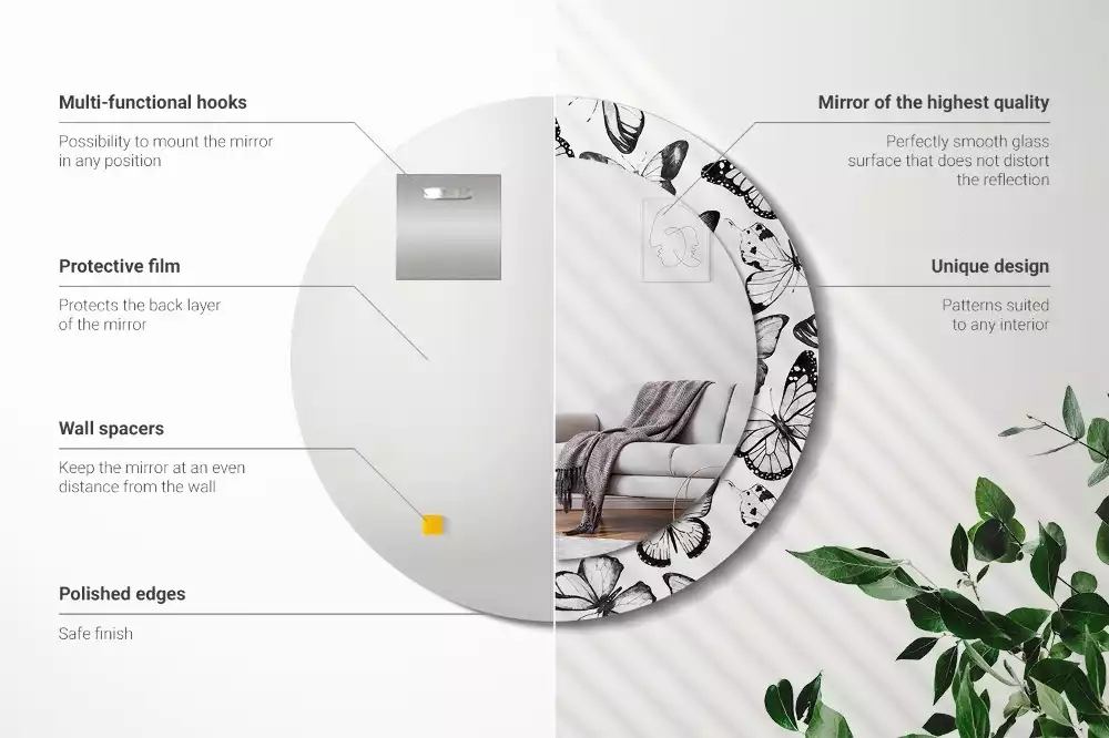 Ronde spiegel met decoratie Vlinders