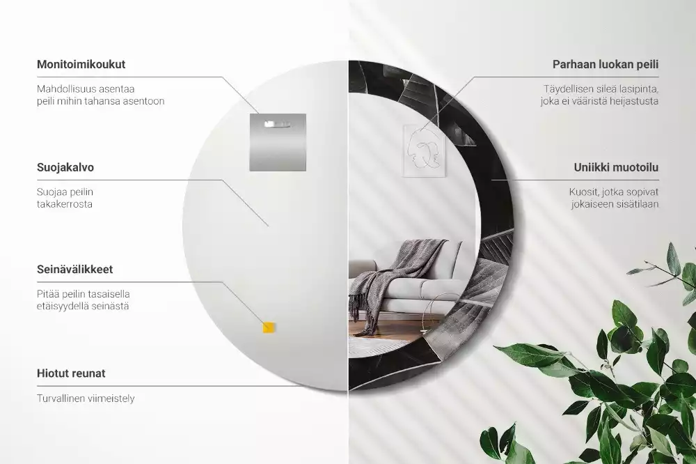 Ronde spiegel met decoratie Tropische palmbomen