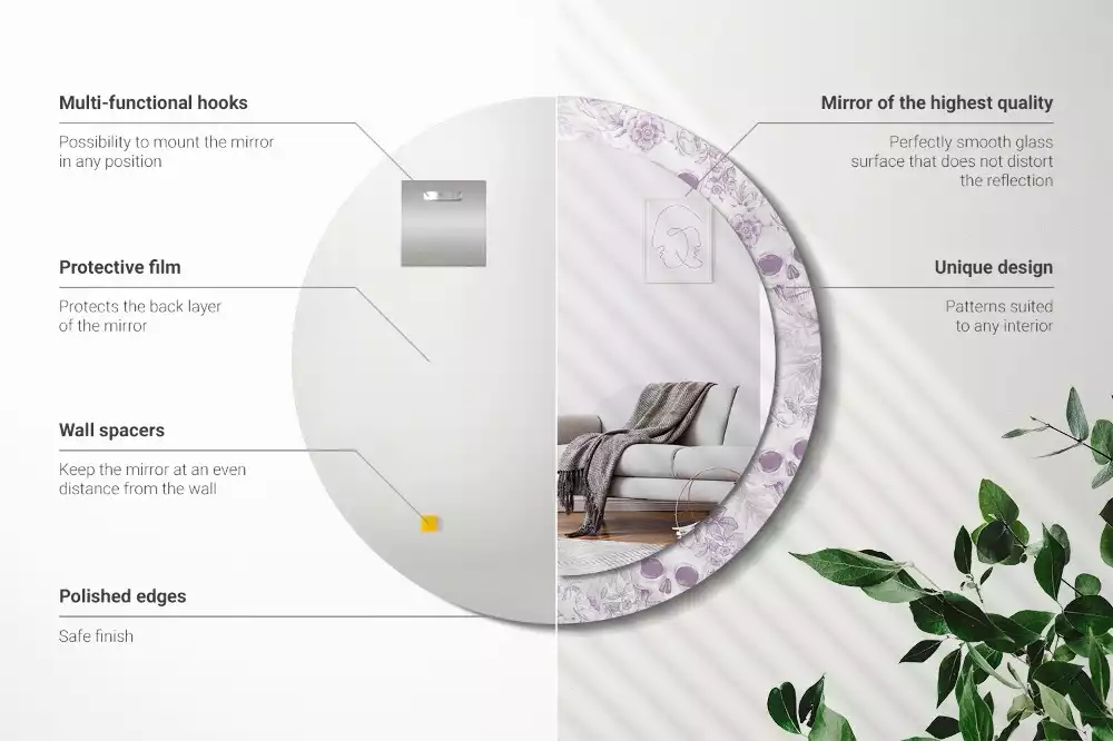 Ronde spiegel met bedrukte lijst Schedels