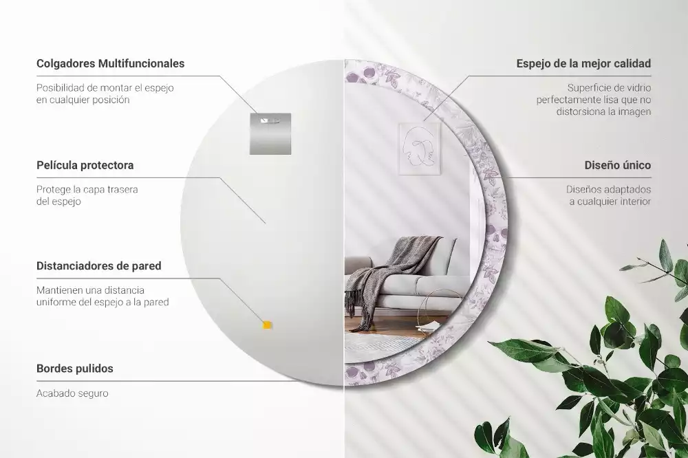 Ronde spiegel met bedrukte lijst Schedels