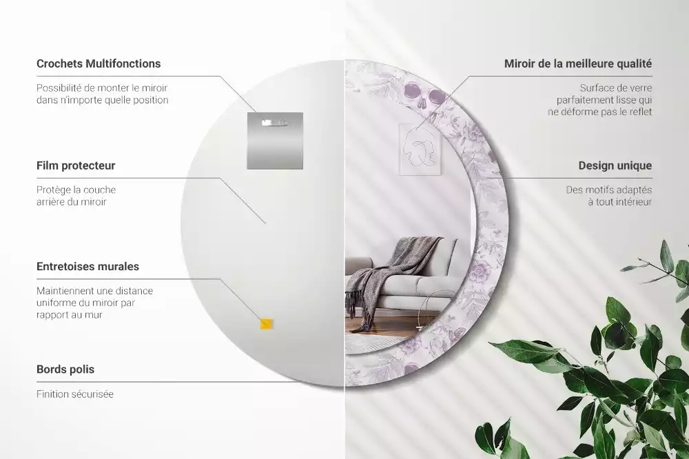 Ronde spiegel met bedrukte lijst Schedels