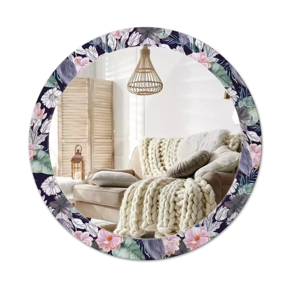 Ronde spiegel met bedrukte lijst Reigers vogels