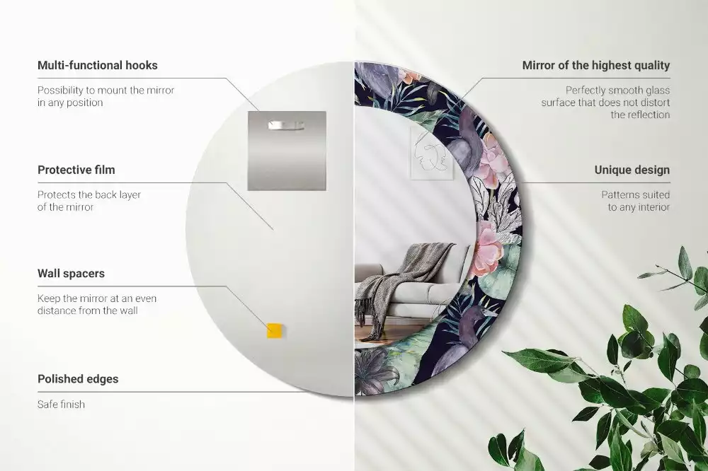 Ronde spiegel met bedrukte lijst Reigers vogels