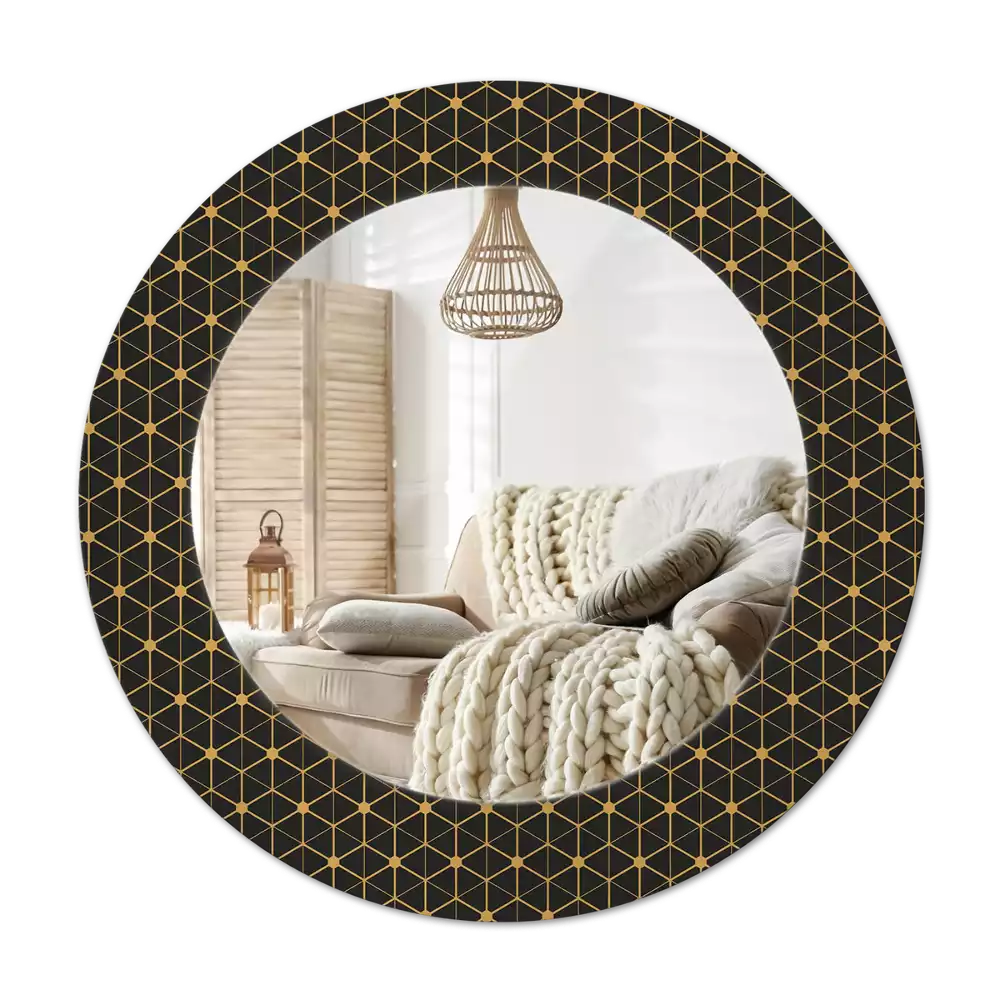 Ronde spiegel met decoratie Hexagonale meetkunde