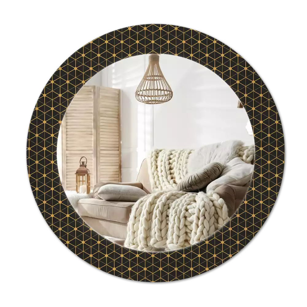 Ronde spiegel met decoratie Hexagonale meetkunde