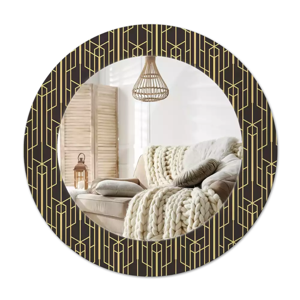 Ronde spiegel met decoratie Vintage geometrie