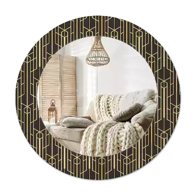 Ronde spiegel met decoratie Vintage geometrie