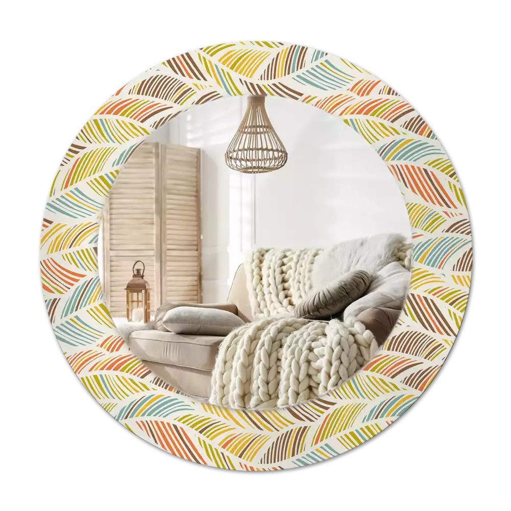Ronde spiegel met bedrukte lijst Abstract