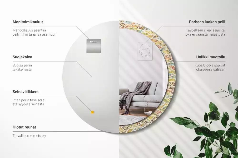 Ronde spiegel met bedrukte lijst Abstract