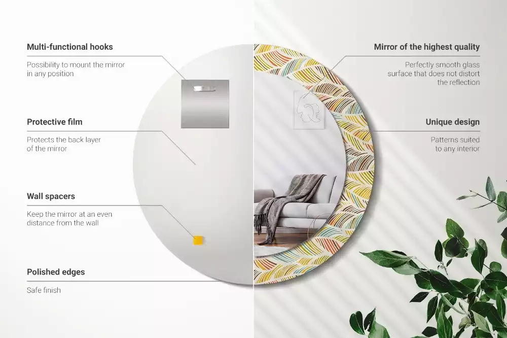 Ronde spiegel met bedrukte lijst Abstract