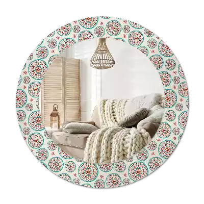 Bedrukte ronde spiegel Boho-patroon