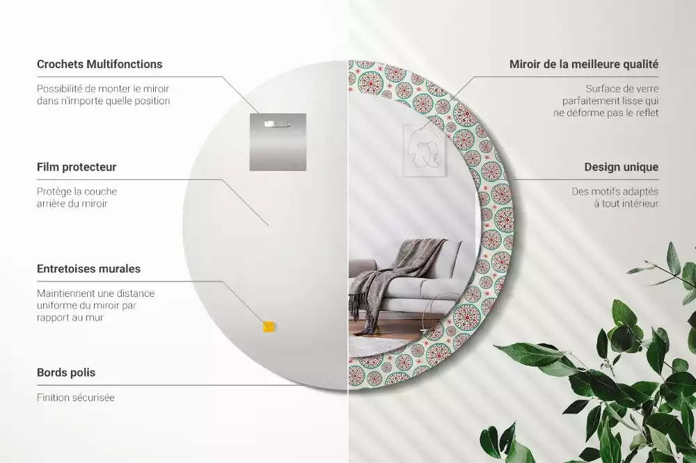 Bedrukte ronde spiegel Boho-patroon