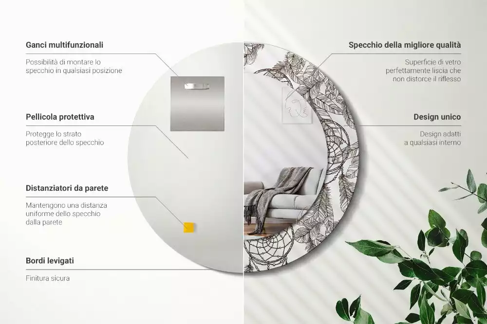 Ronde spiegel met decoratie Dromenvanger