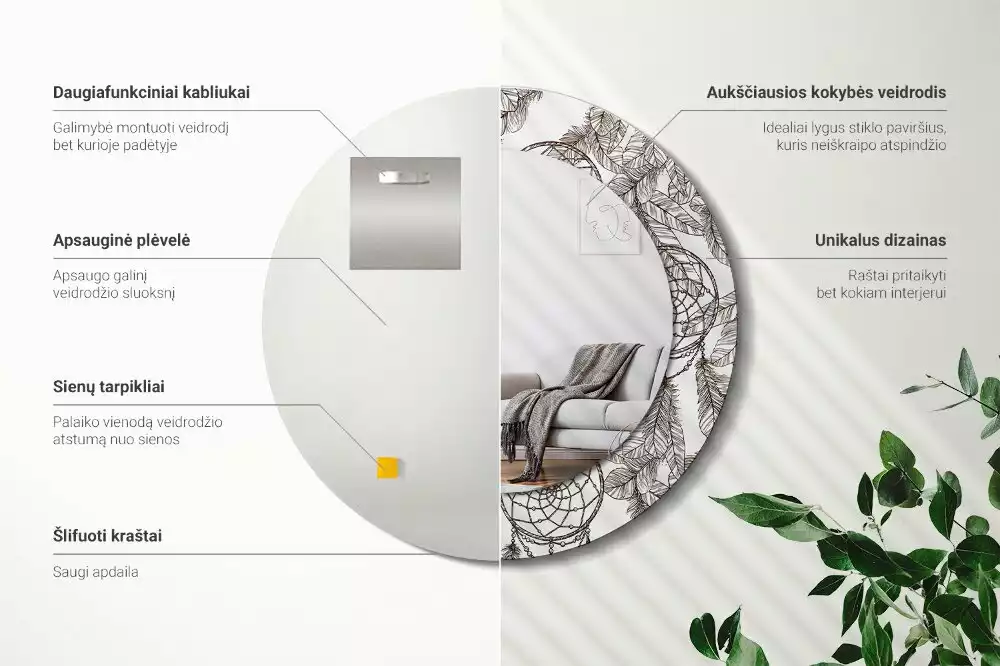 Ronde spiegel met decoratie Dromenvanger