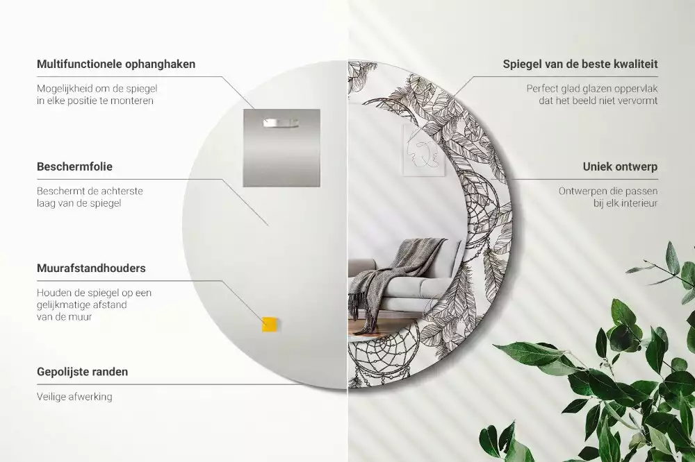 Ronde spiegel met decoratie Dromenvanger